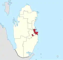 Location of the municipality of Doha within Qatar