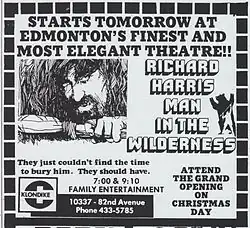 An ad placed for the opening of the Klondike Theatre in 1971