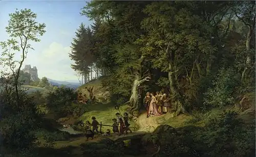 Ludwig Richter: Bridal Procession in a Spring Landscape, 1847