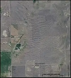 Aerial view of giant ripple marks near Camas Hot Springs, Montana, U.S.