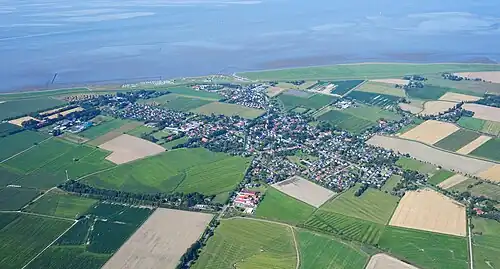 Aerial view of Wremen from the east
