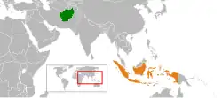 Map indicating locations of Afghanistan and Indonesia