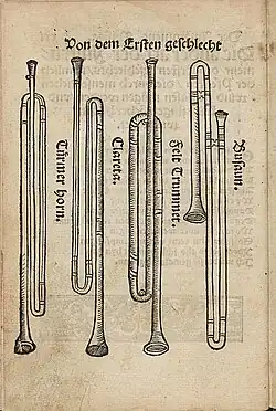 1529 AD Trumpets from Martin Agricola's book Musica instrumentalis deudsch