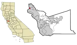 Location of Emeryville in Alameda County, California