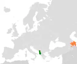 Map indicating locations of Albania and Azerbaijan