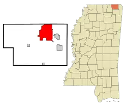 Location in Alcorn County and Mississippi
