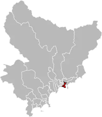 Situation of the canton of Nice-9 in the department of Alpes-Maritimes