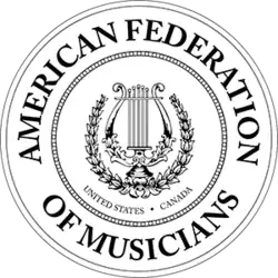 The seal of the organization, with the words "American Federation of Musicians" in big letters
