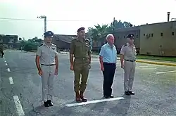 Amos Lapidot (right) beside Yitzhak Rabin 1984 at Tel Nof Airbase