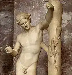 Apollo the lizard-killer (detail), Roman copy of Praxiteles, 4th century BC