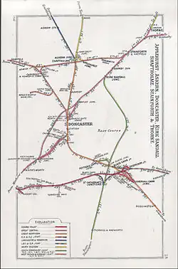 Railway lines around Doncaster in 1914