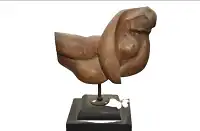 Wooden sculpture "Ardhanareshwar" created in teak wood in 1983