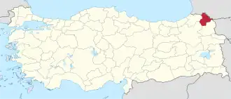 Location of the province within Turkey