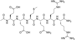 Stereo, skeletal formula of acetyl hexapeptide-8
