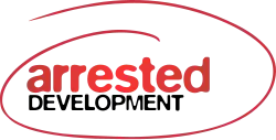The words "Arrested Development" in red and black lettering