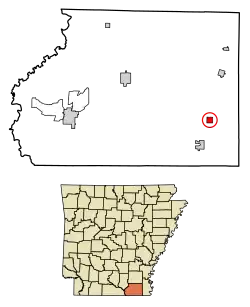 Location of Parkdale in Ashley County, Arkansas.