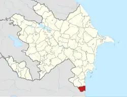 Map of Azerbaijan showing Astara District