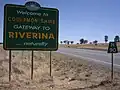 At the edge of Mirool there is a sign that indicates entry to the Riverina