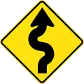 (W1-5) Winding road first to right