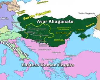 The Avar Khaganate and surroundings c. 602.