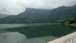 Azhiyar Dam amidst the Western Ghats near Pollachi