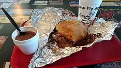 Image 43Pulled pork sandwich and baked beans (Cabot) (from Culture of Arkansas)