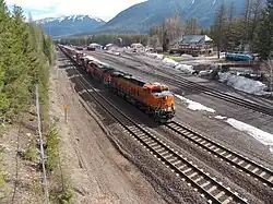 BNSF Intermodal Train passing by the Izaak Walton Inn