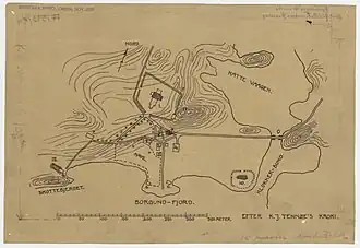 Drawing of the church site (original building in black with additions shown)
