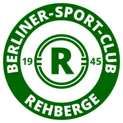 The club logo of Rehberge Berlin depicts the club name on a green outer circle surrounding the year 1945 and the letter R in a green inner circle