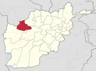 Map of Afghanistan with Badghis highlighted