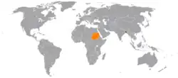 Map indicating locations of Bangladesh and Sudan