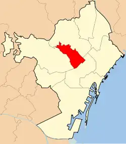 Districts of Barcelona, Gràcia coloured red