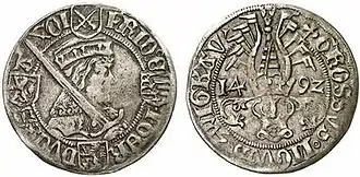 Elector Frederick III, John and Duke George, Bartgroschen from 1492, Zwickau and Schneeberg Mints