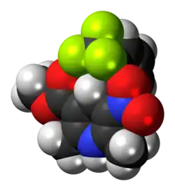 Space-filling model of the bay K8644 molecule