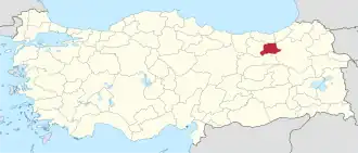 Location of the province within Turkey