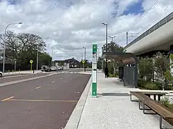Road with bus stops