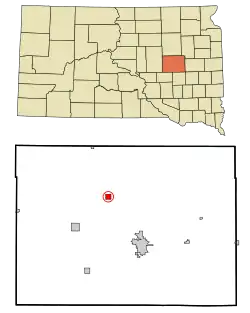 Location in Beadle County and the state of South Dakota