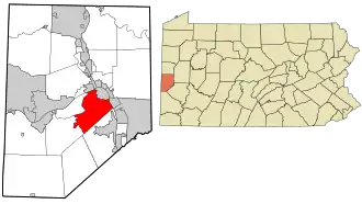 Location in Beaver County and state of Pennsylvania