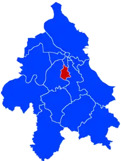 Location within the city of Belgrade