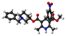 Ball-and-stick model of the benidipine molecule