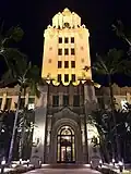 Beverly Hills City Hall at night.