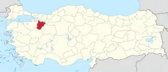 Location of the province within Turkey