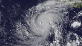Visible satellite imagery of intense Hurricane Blanca with a pinhole eye on June 3