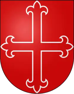 1212 AD Shield of the House of Medrano in Navarre "Gules field, Calatrava cross fleurdelisé and voided argent."[1]