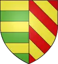 1486-1546: party 1st gold and sinople fess of six pieces; 2nd gules with three gold bands, which is from Uzès