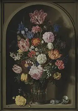 Bouquet of Flowers in a Stone Niche, Ambrosius Bosschaert, 1618