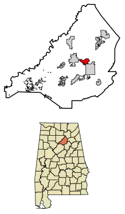 Location of Rosa in Blount County, Alabama.