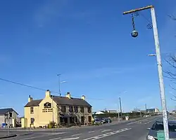The Blue Ball pub and signage at Blue Ball, County Offaly