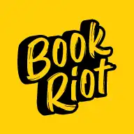 "Book Riot" in black brushstroke text on bright yellow
