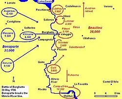 Battle of Borghetto map, 30 May 1796